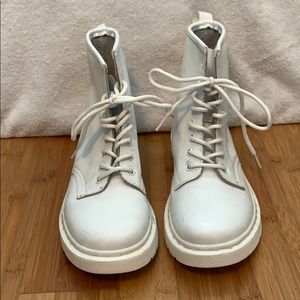 All White Combat Boots